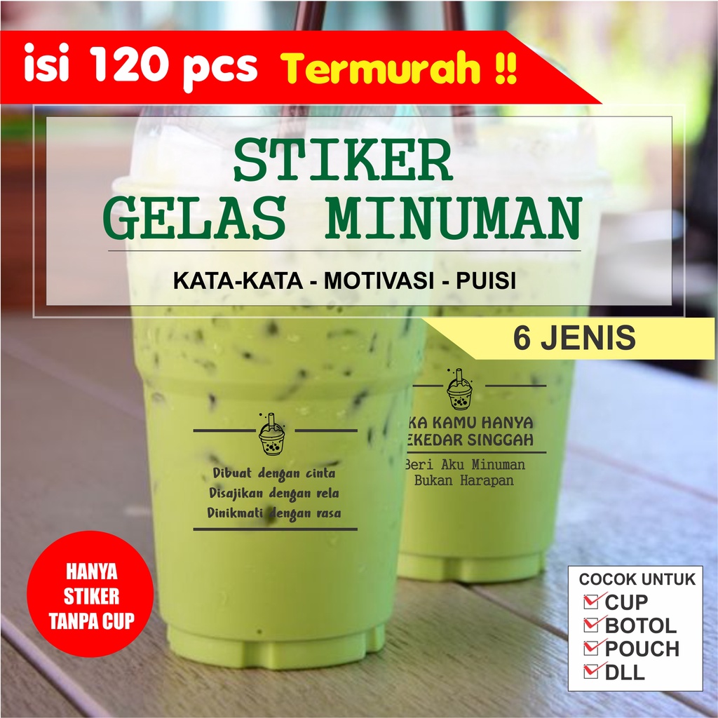 120 Pcs Stiker Kata-Kata Gelas Minuman