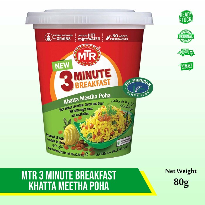 

*****] MTR 3 MINUTE BREAKFAST KHATTA MEETHA POHA 80G