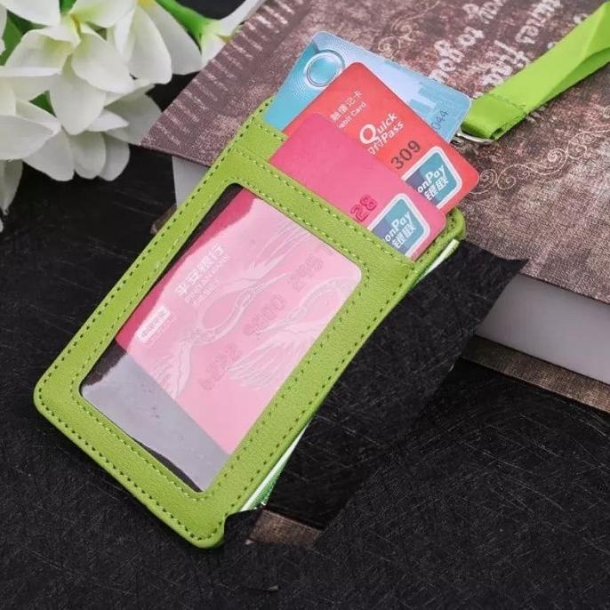 

AKASHMARKET !!! Name Tag Kulit Holder Kalung Gantung Dada Id Card 4 Kartu Karyawan - TERLARIS !