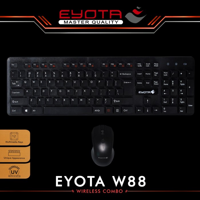 KEYBOARD DAN MOUSE WIRELESS COMBO EYOTA W88 ORIGINAL
