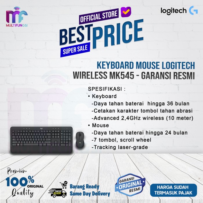 KEYBOARD MOUSE LOGITECH WIRELESS MK545 - GARANSI RESMI MK-545 ORIGINAL