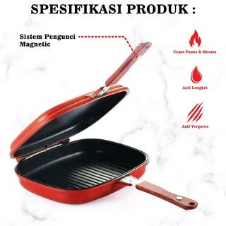 TERBARU Happy Call Double Pan Jumbo Grill 32cm smallsun /GRILL PEN/BAKARAN SATE/MULTI GRILL PEN