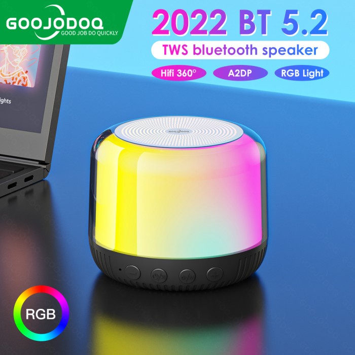 GOOJODOQ TWS Wireless HiFi LED Bluetooth Portable Mini Stereo Speaker