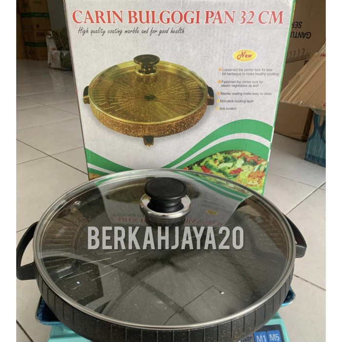 BAYAR DITEMPAT carin bulgogi pan coating marbel uk 32cm/ Tutup kaca/ panggangan BBQ /GRILL