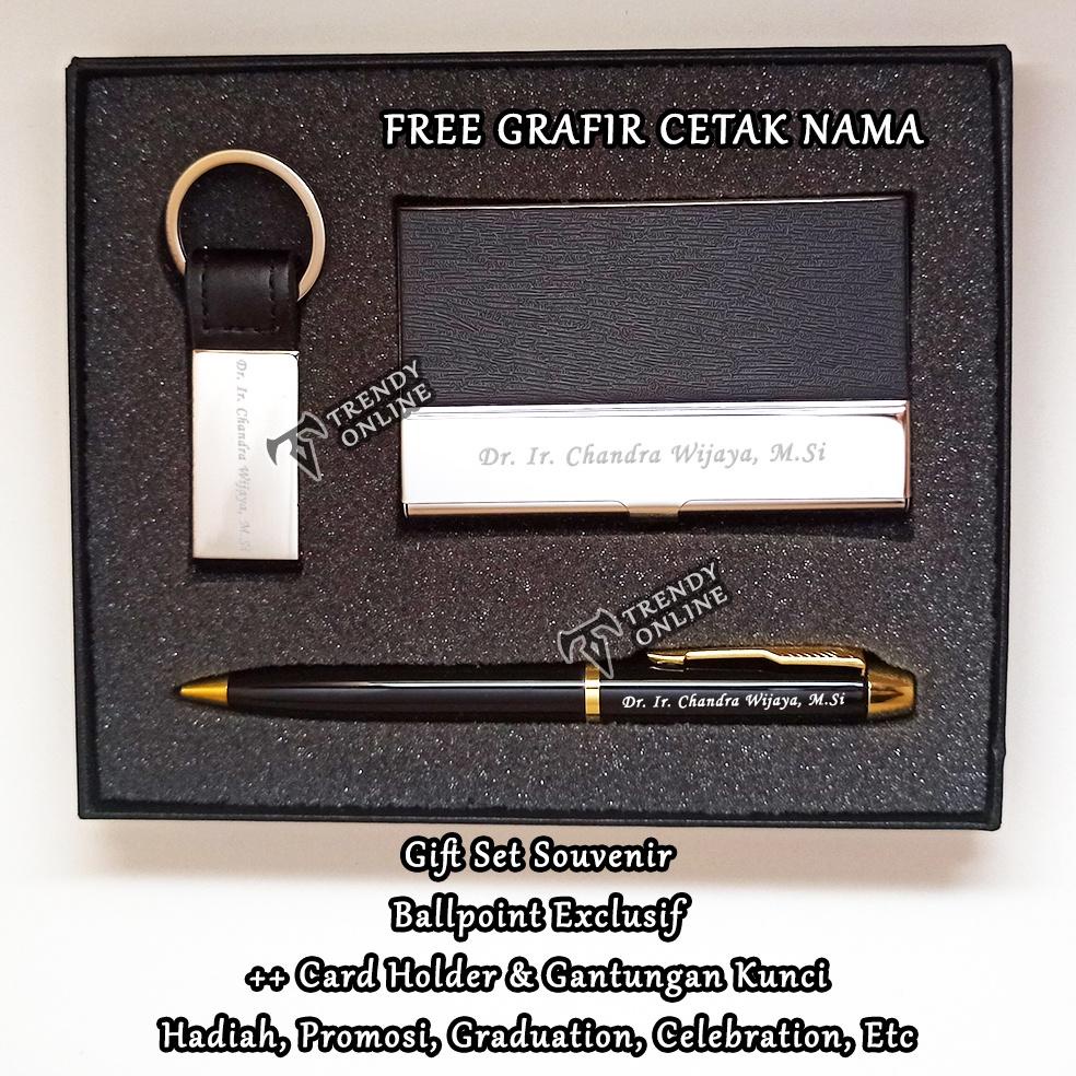 

Gift set Souvenir Ballpoint, Promosi, Hadiah, Pulpen Giftset Exclusif Card Holder dan Gantungan Kunci