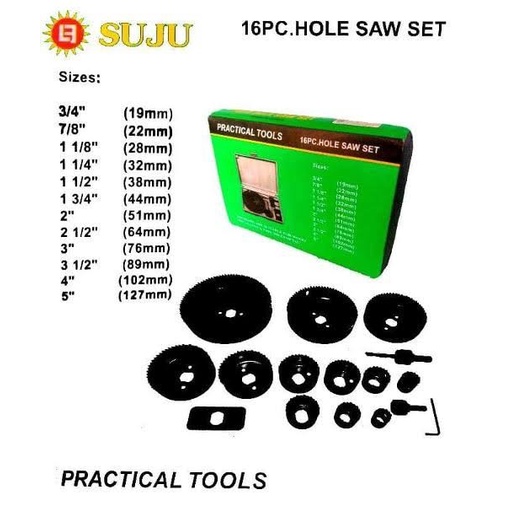 HOLE SAW SET 16 PCS MATA BOR LUBANG KAYU SET BERKUALITAS