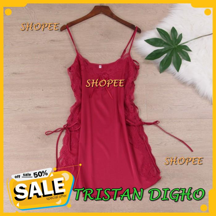 MURAH LINGERIE WANITA SET SATIN SEKSI TALI SILANG BAJU TIDUR A / MURAH LINGERIE WANITA SET SATIN SEK