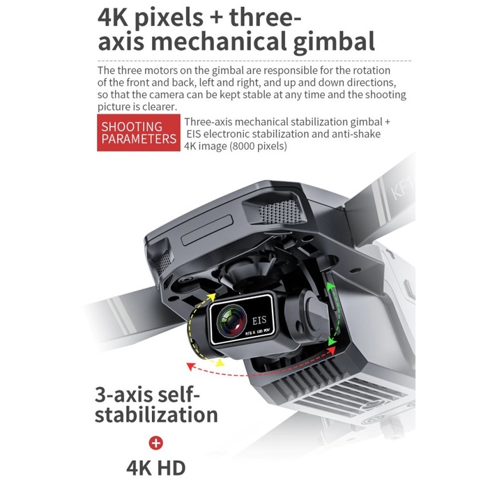 Drone Kf101 Max 3Km Gps 5G 4K Hd Esc Camera 3-Axis Gimbal Eis