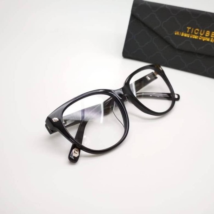 [Baru] Frame Kacamata Baca Minus Pria Wanita Keren Tc/B008 Original Black Terbaru