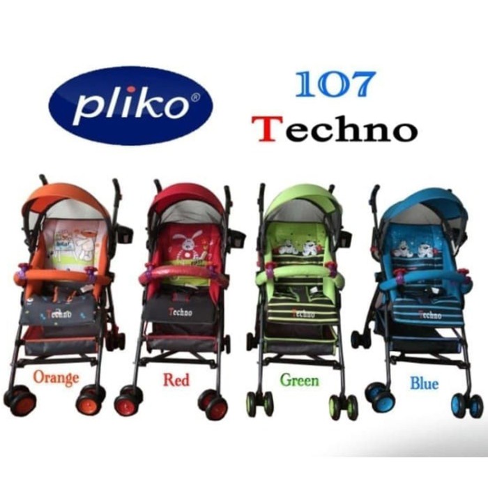 ✅New Ori Pliko Pk107 Techno Buggy Baby Stroller / Kereta Bayi - Merah Terbaru