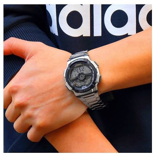 ✅Ori Jam Tangan Pria Casio Ae-1100Wd-1Av Original - Ae1100Wd Silver Terbatas