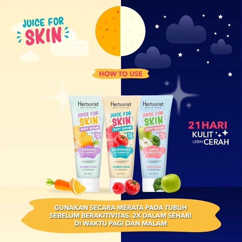 ( READY ) Herborist Juice For Skin Body Serum - 180ml | Body serum viral tiktok | body serum | body 
