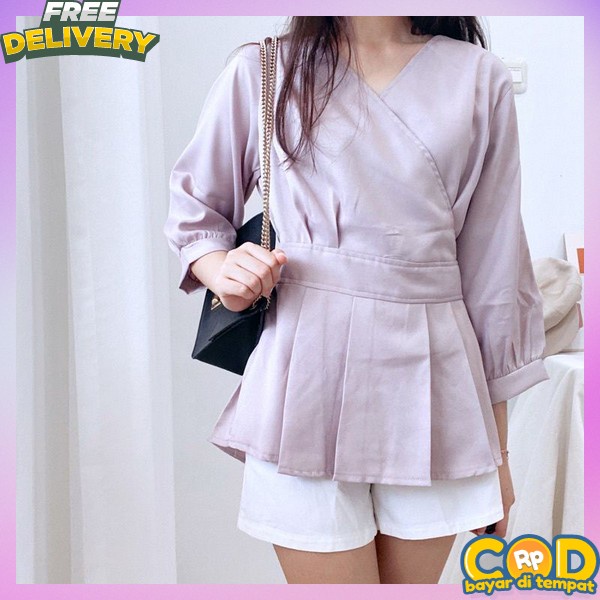 Atasan Blouse Kekinian Atasan Cewek Import Premium Kemej Kerja Santai Blus Cewe Modern Buls Waita Ha