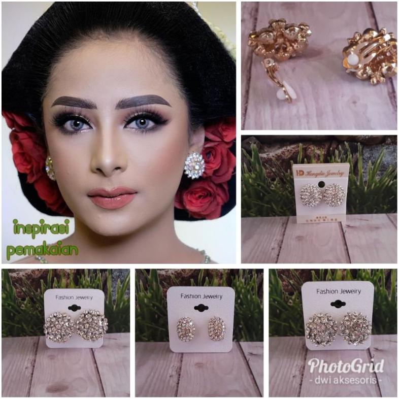 AWET Giwang Anting Jepit atau clip pengantin adat jawa minahasa aksesoris pesta/giwang jepit TIDAK L