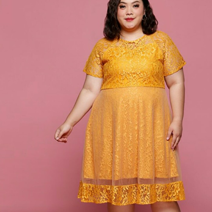[Ori] Dress Brokat Big Size/Dress Midi Brokat Jumbo/Dress Brokat Diskon