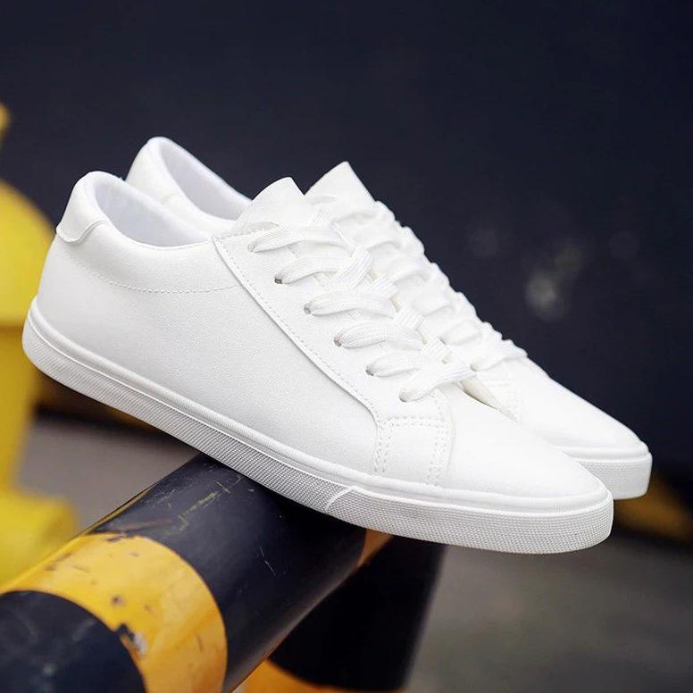 [Zzr] Zp Sepatu Sneaker Putih/Hitam Polos, Sepatu Putih Casual Pria Wanita / Sepatu Lukis Putih Polo