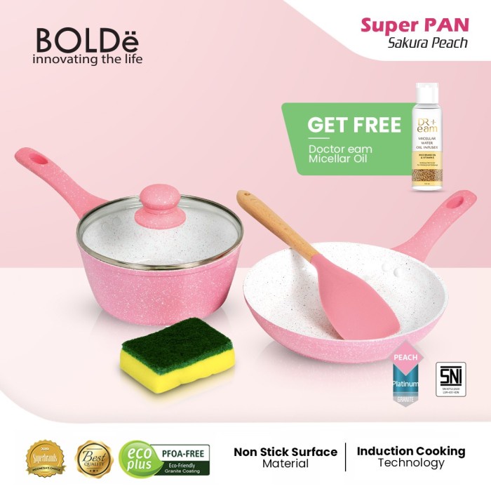 BOLDE SAKURA PEACH PAN SET 5 PCS - PAN ANTI LENGKET