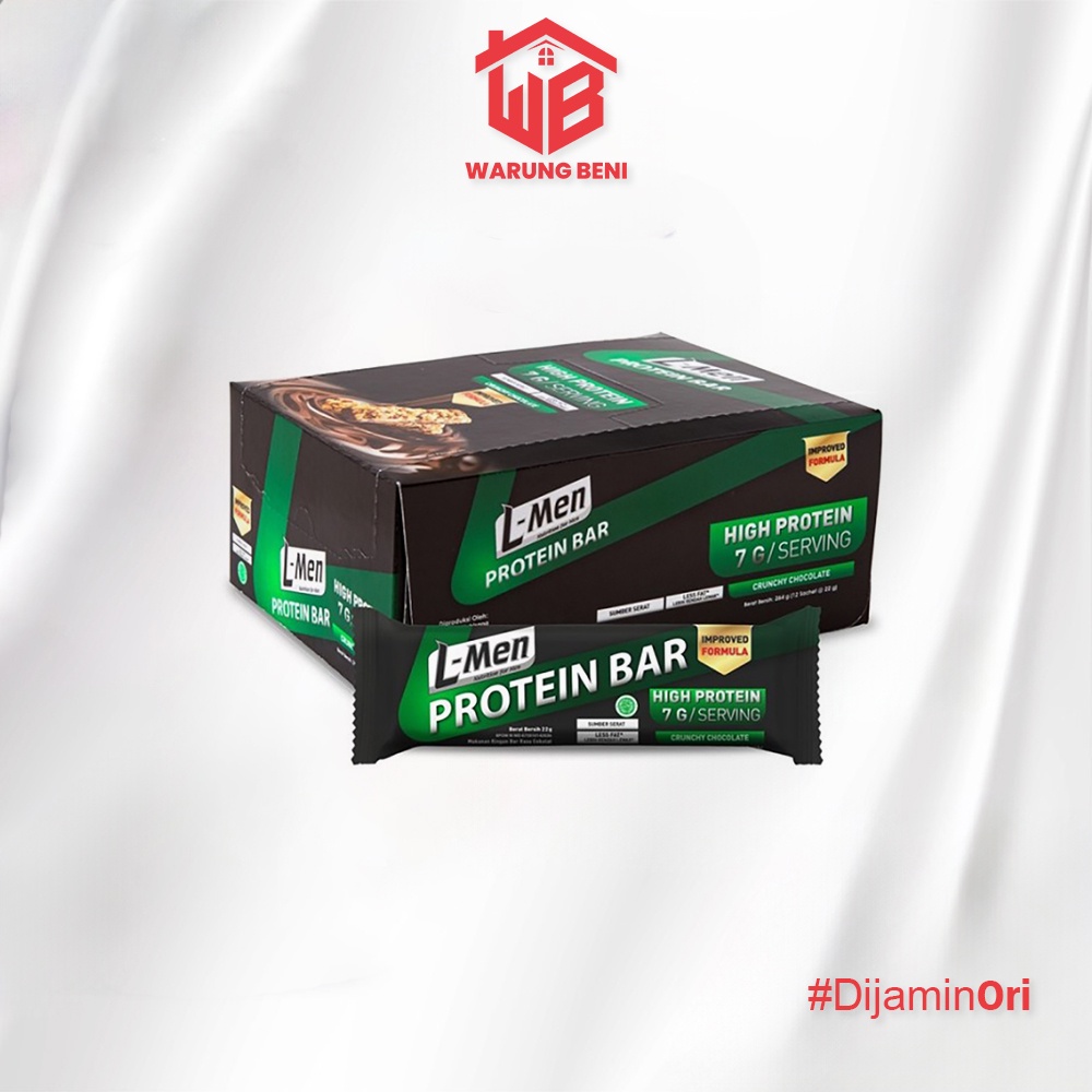 L-Men Protein Bar Snack Dengan Whey Protein Crunchy Chocolate (12 Sachet)