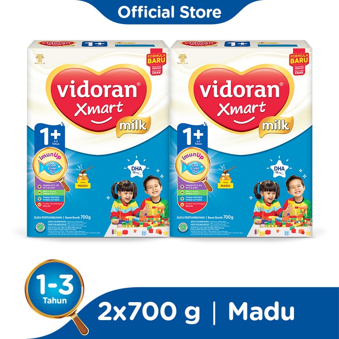 

Vidoran Xmart 1+ Imun Up Susu Formula Madu [700 G/2 Box]