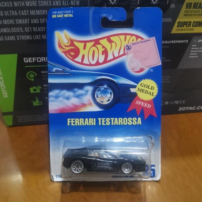 Hot Wheels Ferrari Testarossa Hitam Gold Medal Speed Blue Card No 35 Tokojadoel_