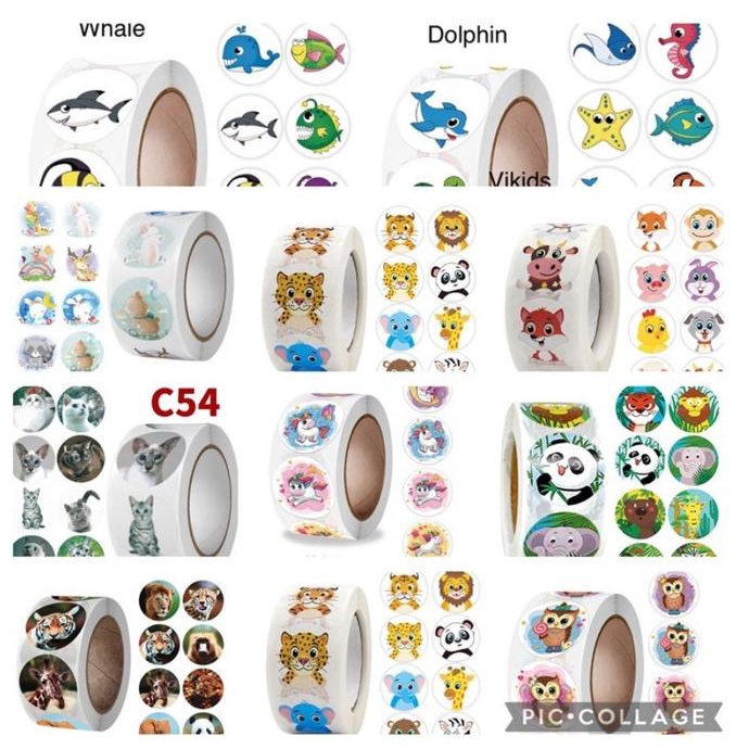 

Stiker Bulat, Stiker Label Tema Hewan 100 Dan 500 Pcs , Stiker Bagus