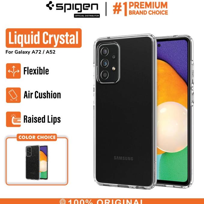 SALE Case Samsung Galaxy A52 / A72 Spigen Liquid Crystal TPU Clear Casing - A72, Clear Termurah