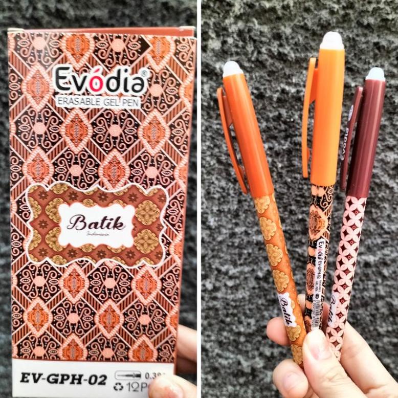

Termurah [LUSIN/ 12PCS] Pen + penghapus/ ERASABLE pen EVODIA BATIK GPN736