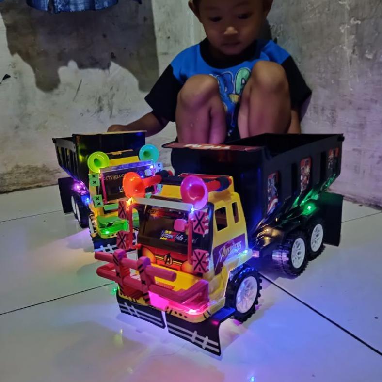 PROMO Mobilan mainan anak modifikasi truk oleng pasir plastik full lampu berkedip warna warni ORIGIN
