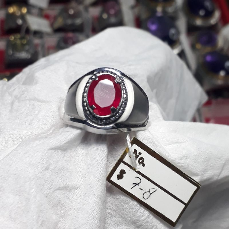 cincin batu permata asli natural Ruby merah darah. emban ikat ring monel super doff handmade