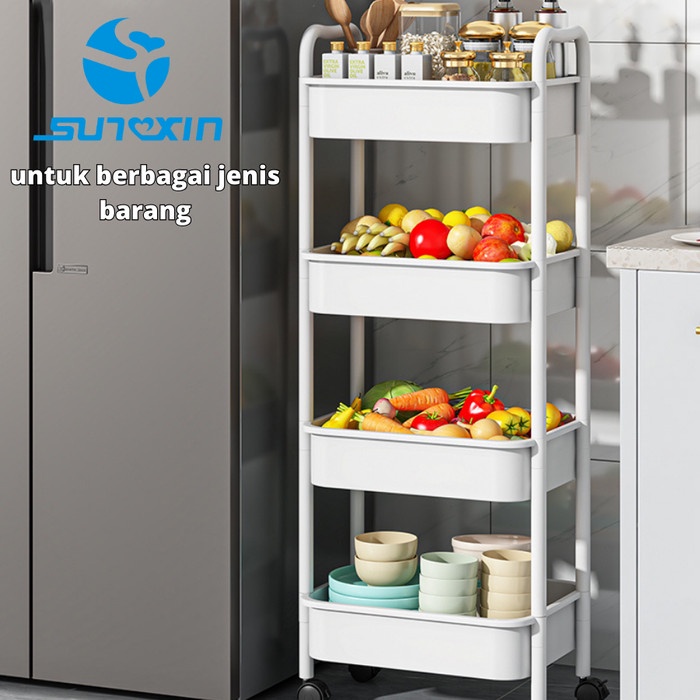 Sunxin Rak Troli Susun Serbaguna B03/ Rak Dapur Plastik / Rak Salon /