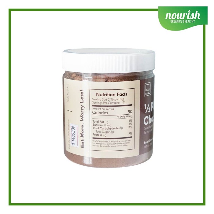 

Selai Kacang Bubuk 1/3 Pb Lean Lab Cokelat 250G