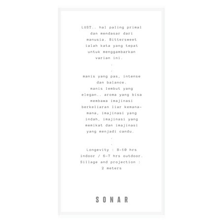 [PREMIUM] BEST PRODUCT SONAR Lust Parfum Pria Original Tahan Lama EDP