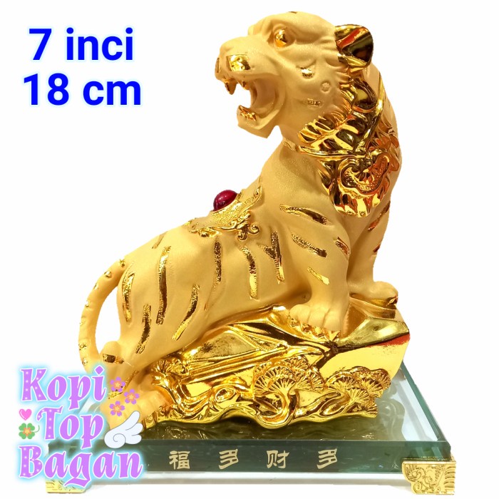 ✅Ready Pajangan Shio Harimau Macan Emas 7 In 18 Cm Golden Tiger Kristal Sdg Berkualitas