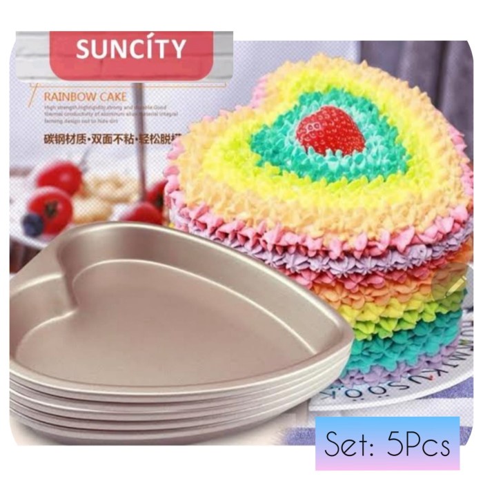 

✅Termurah Suncity Yc80124 Heart Shape Rainbow Cake Pan/ Loyang Hati Love Set5 6 Diskon