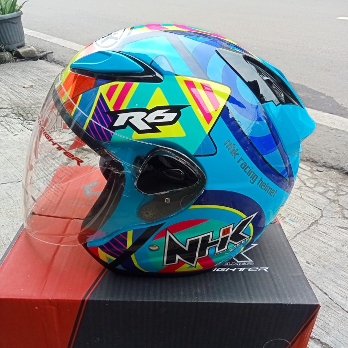 ✨New Helm Nhk R6 Pigmen Se Biru Fluo Biru Motif Yellow Pink Orange Limited