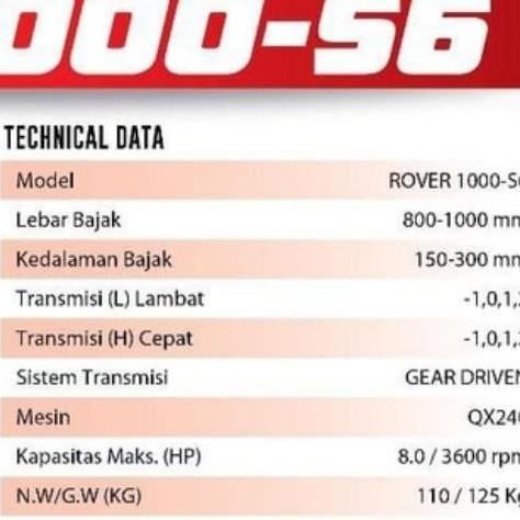 Mesin Bajak Mini / Mini Tiller / Cultivator Proquip Rover 1000-S6 Rth