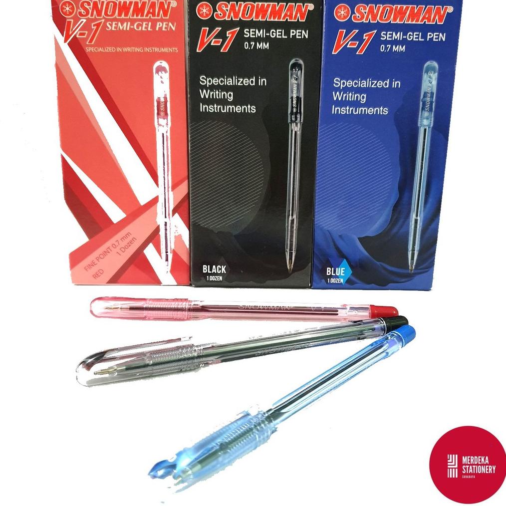 

BISA COD (ISI 12)Pulpen/Bolpen/Ballpoint/Ballpen Snowman V1 (MERAH/BIRU/HITAM) 0.7mm TERMURAH