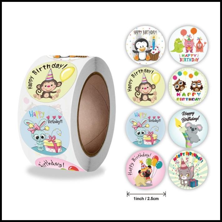 

TERMURAH 500PCS STICKER HAPPY BIRTHDAY/LABEL KARTU UCAPAN PACKING SEAL D !!!