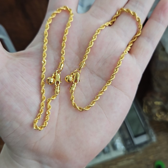 ✨Sale Gelang Rantai Tambang Ring Lilit Kuning Gold Emas Asli 700 70 16K Hwt Terbatas