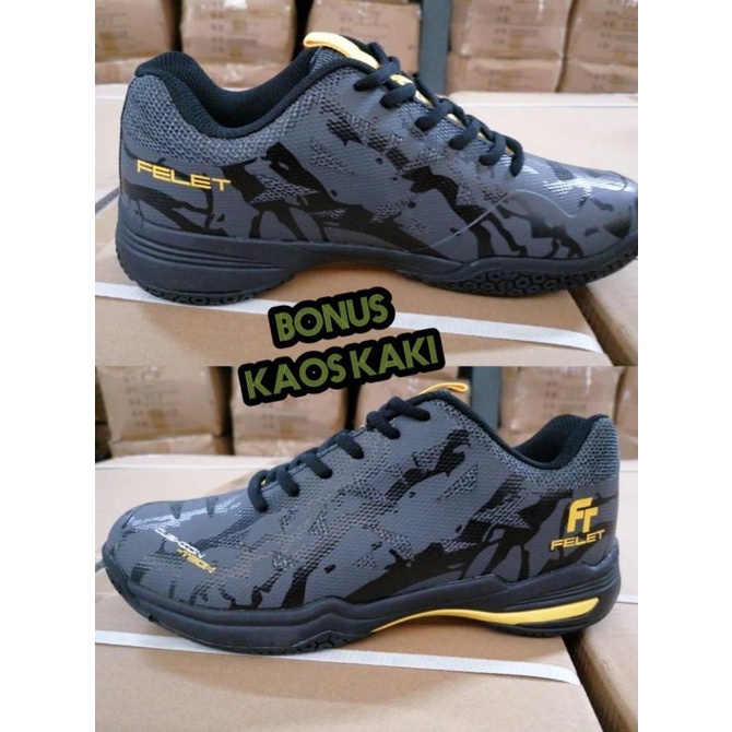 Barang Terlaris Sepatu Badminton Felet Ft Boost 1.0 Black Grey Rianiwijaya14