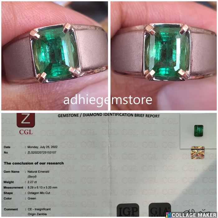 ✨Termurah Batu Cincin Natural 2.27Ct Jamrud Emerald Beryl Zambia Insignificant Bisa Sameday