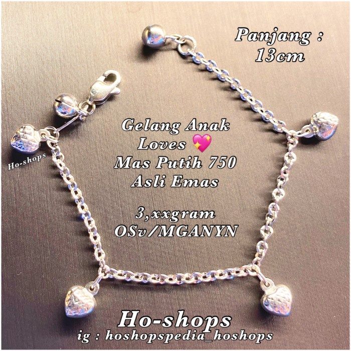 ✨Ori Gelang Baby / Anak Mas Putih Kadar 750 Asli Emas Terbaru