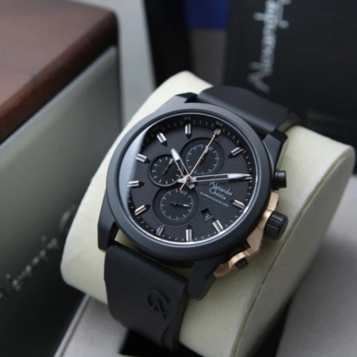 ✅Sale Jam Tangan Pria Original Alexandre Christie Ac6659Mc Black Rosegold Berkualitas