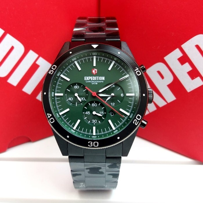 ✅Ready Jam Tangan Expedition E 6791 E6791 Pria Black Plat Green Original Bisa Sameday