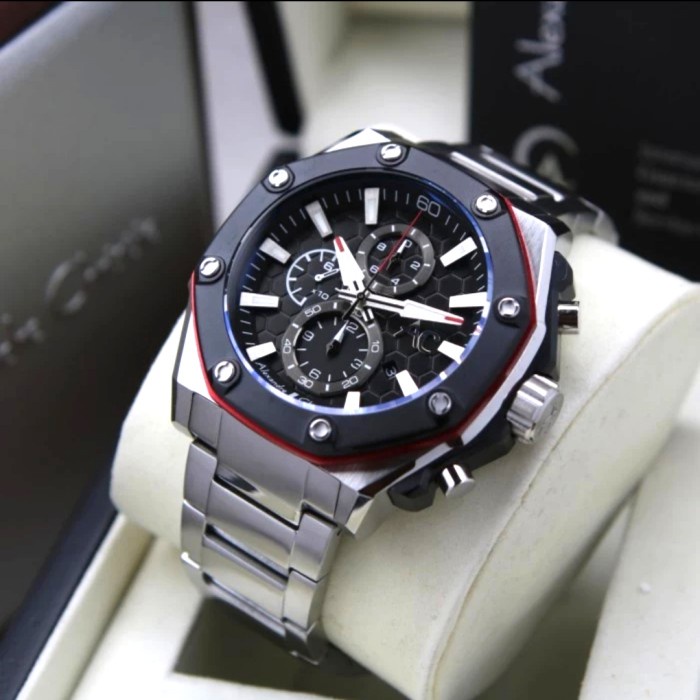 ✅Sale Alexandre Christie Original Pria Ac9601 Ac 9601 Silver Black Terbaru