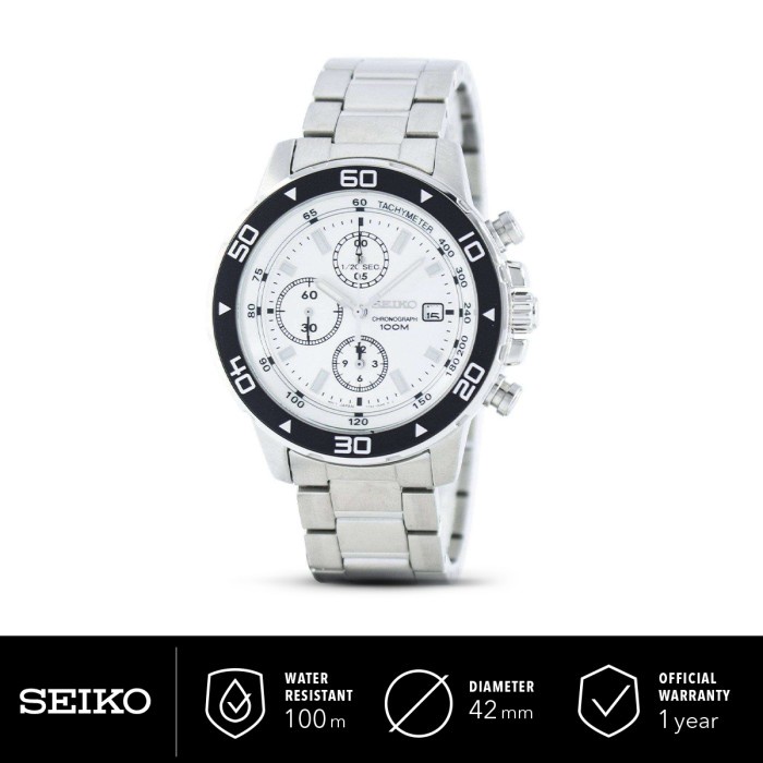 ✅Ready Jam Tangan Pria Seiko Chronograph Classic Snd797 White Dial Original Terbaru