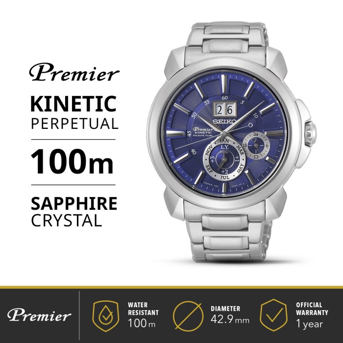 ✅Original Seiko Premier Kinetic Snp161P1 Snp161 Perpetual Calendar Blue Original Limited