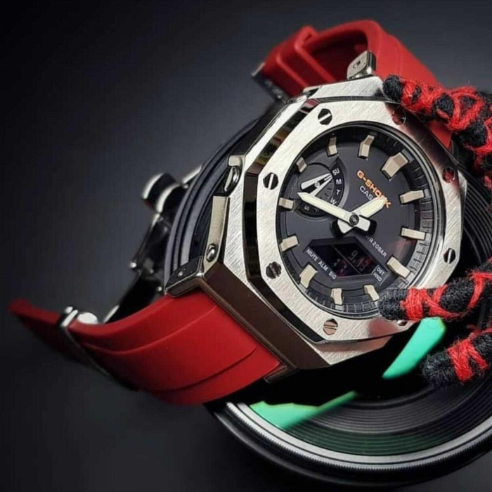 ✅Original Jam Tangan Casio G-Shock Ga2100 Custom Merah Extra Rantai Diskon
