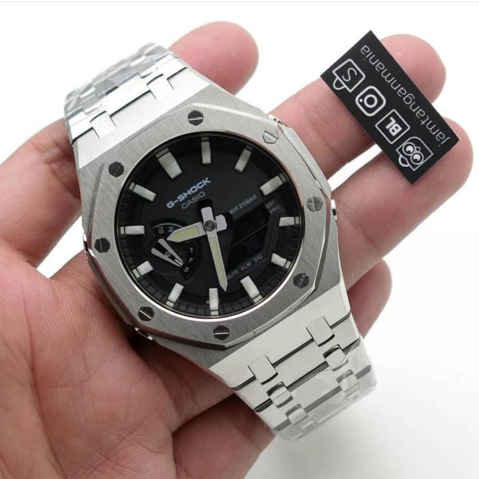 ✅Original Casio G Shock Mod Ga2100 Stainless Glow In The Dark Terbaru