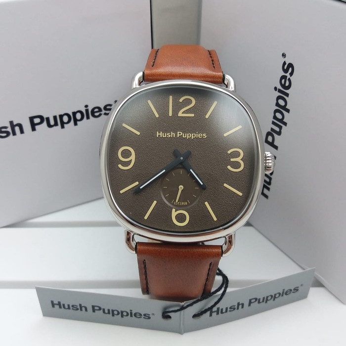 ✅Ori Jam Tangan Pria Hush Puppies Hp.3852M.2517 Silver Brown Original Berkualitas